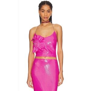 Miscreants sequin Harper Cami with Shell - Fuchsia Pink - NWT - UK 8 US 4 $350